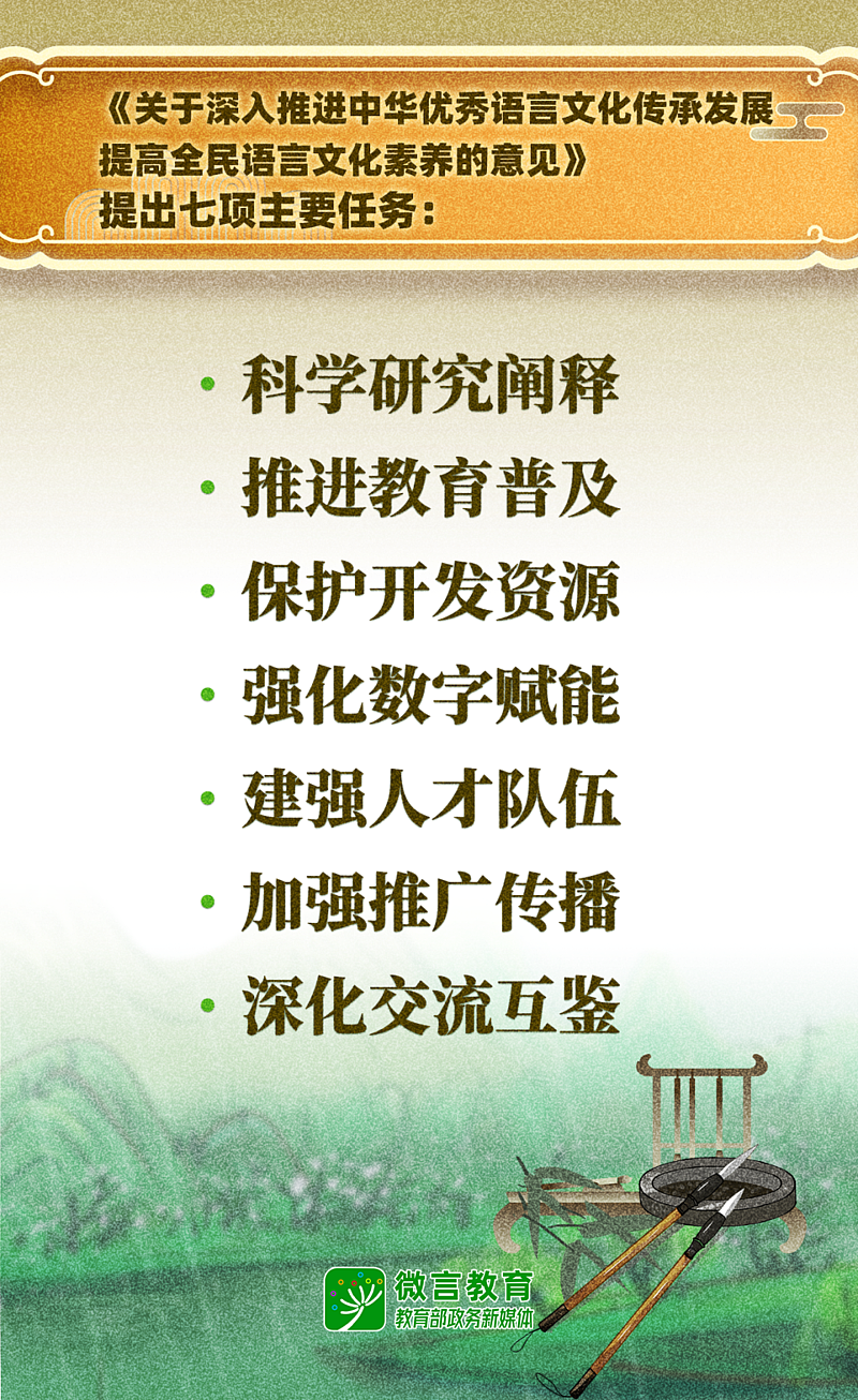 教育部等7部门发文，深入推进中华优秀语言文化传承发展，提高全民语言文化素养